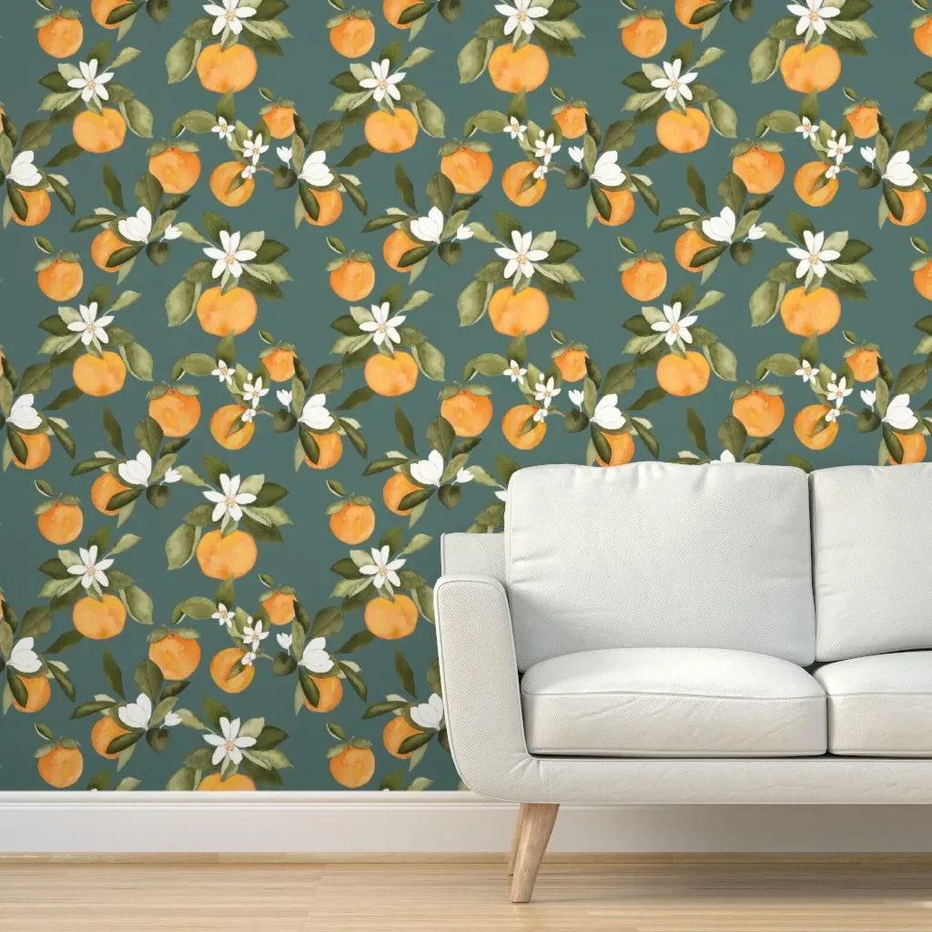 Peel and Stick Blossom Wallpaper - Teal, Orange product