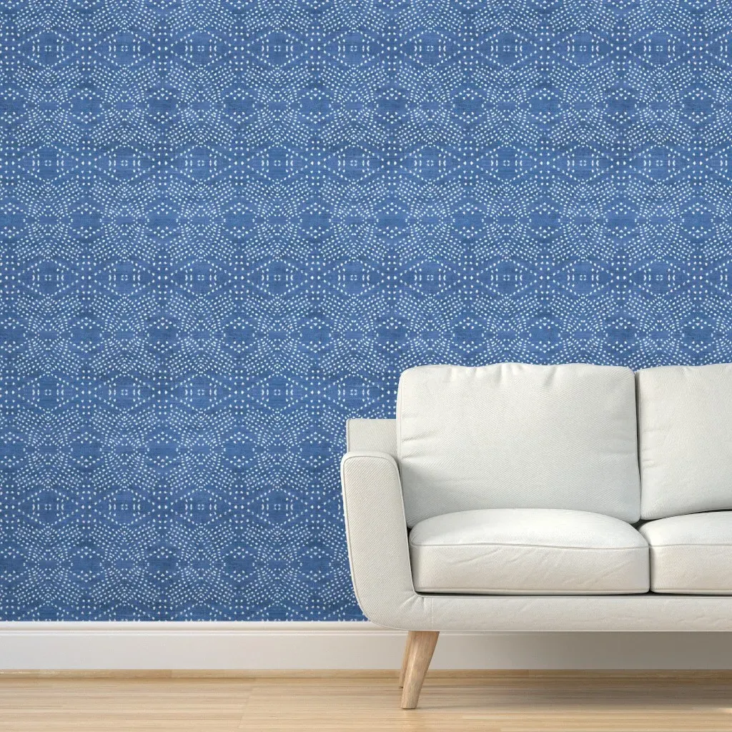 Peel and Stick Boho Denim Wallpaper - Blue, White product