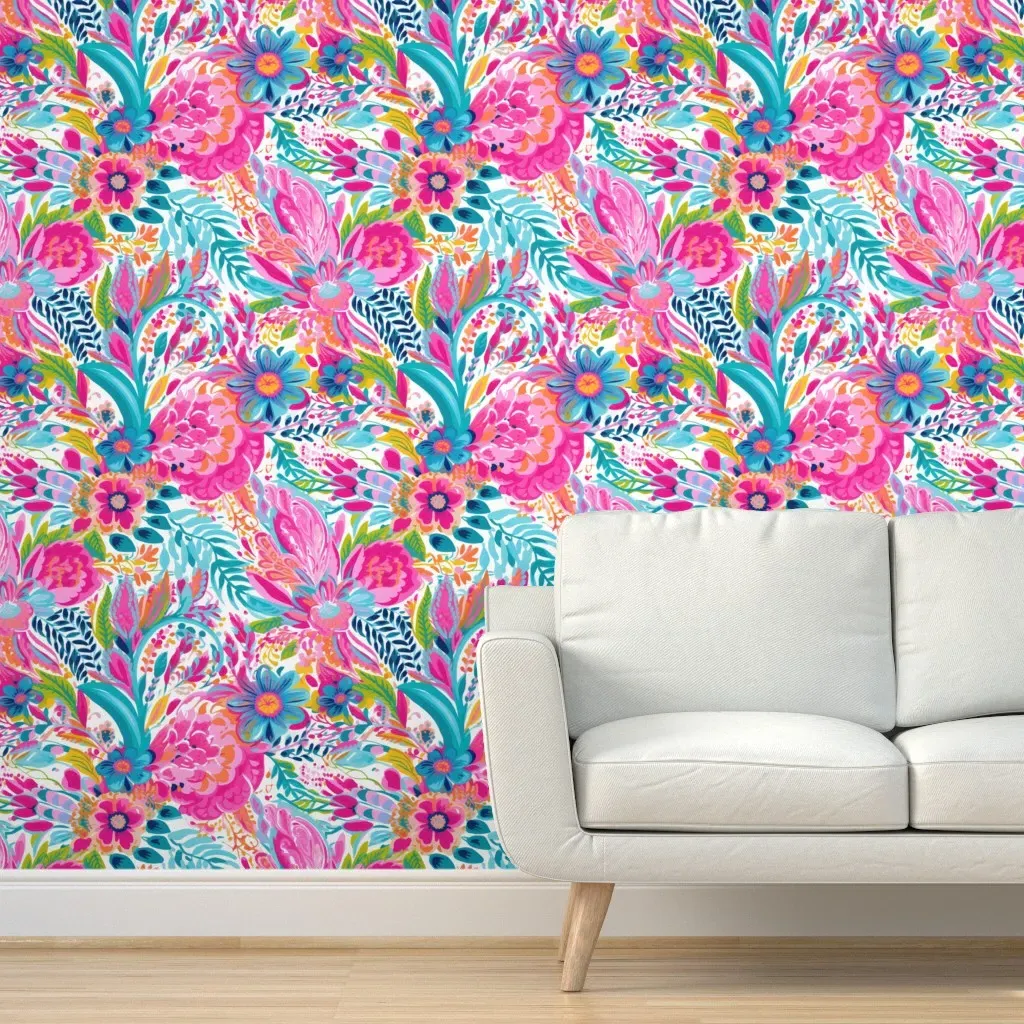 Peel and Stick Boho Floral Wallpaper - Pink product