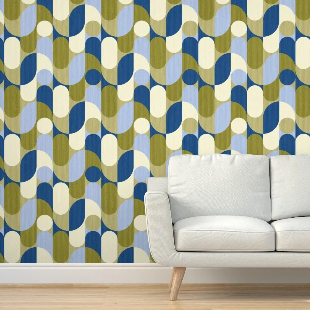 Peel and Stick Boho Geometric Wallpaper Removable - Blue product