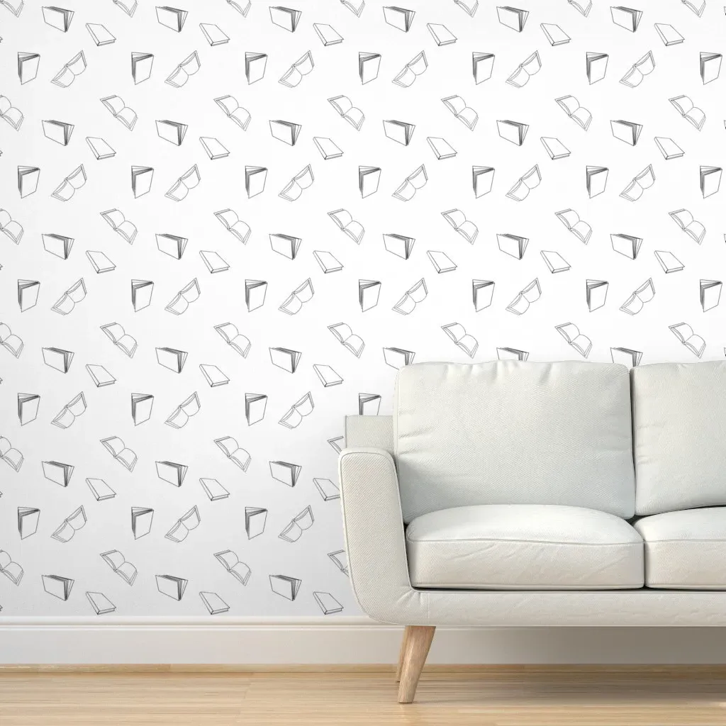 Peel and Stick Book Print Wallpaper Removable - Black product