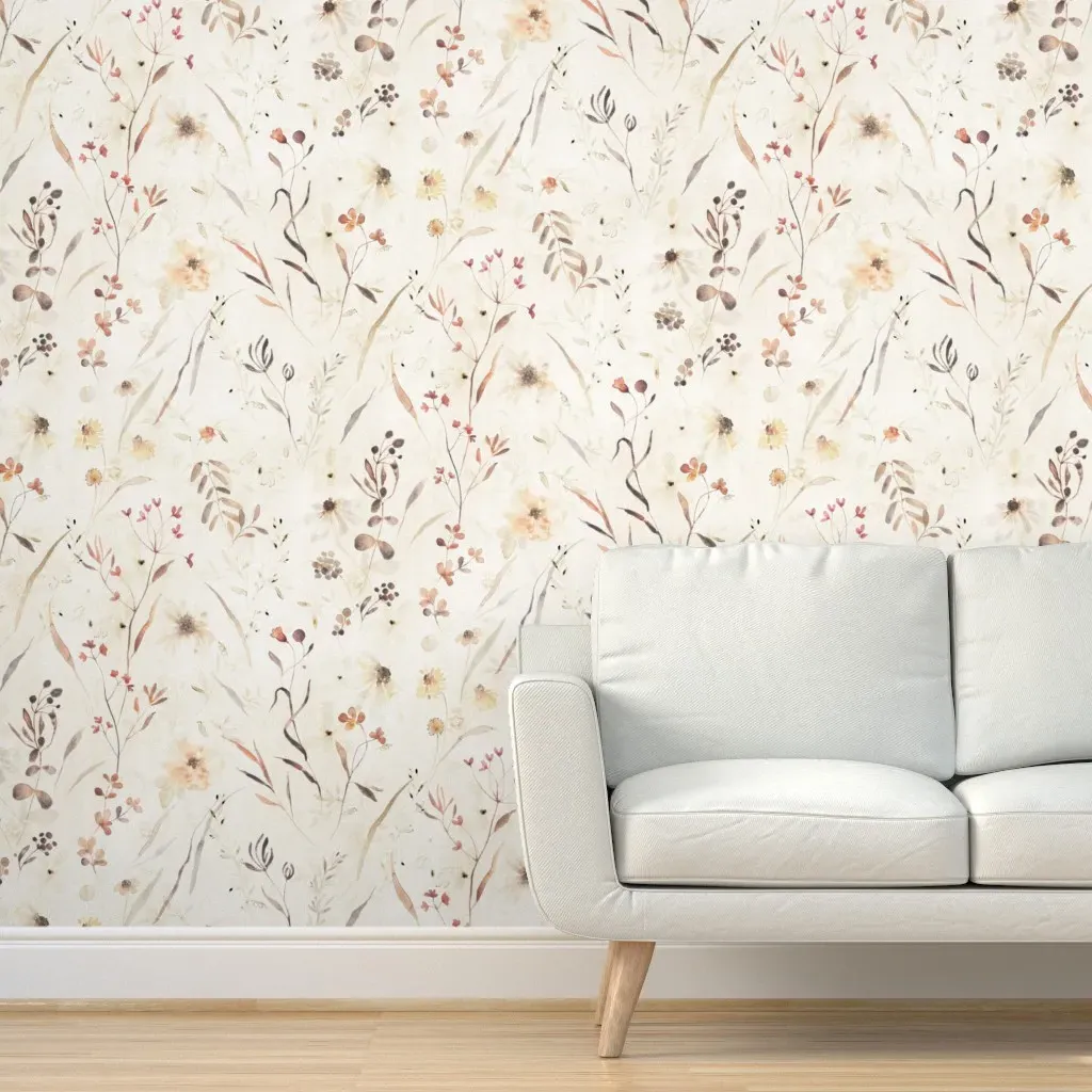 Peel and Stick Botanical Watercolor Floral Wallpaper - Beige product