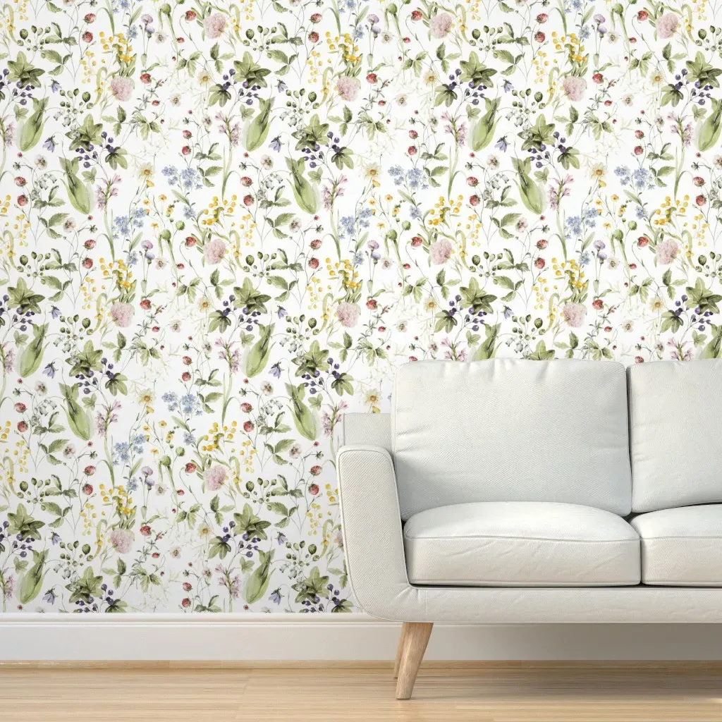 Peel and Stick Botanical Wildflowers Wallpaper - Pink product
