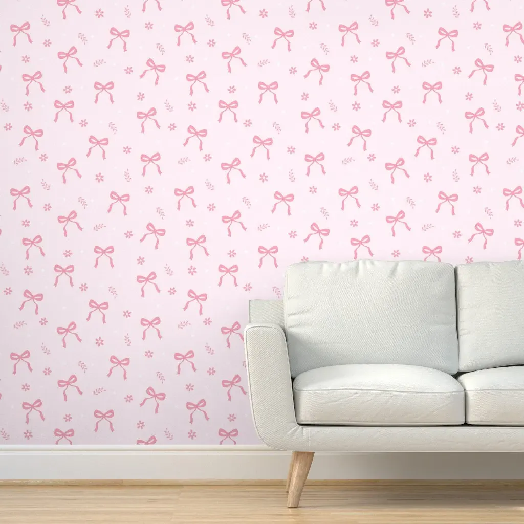 Peel and Stick Bow and Floral Wallpaper - Pink product