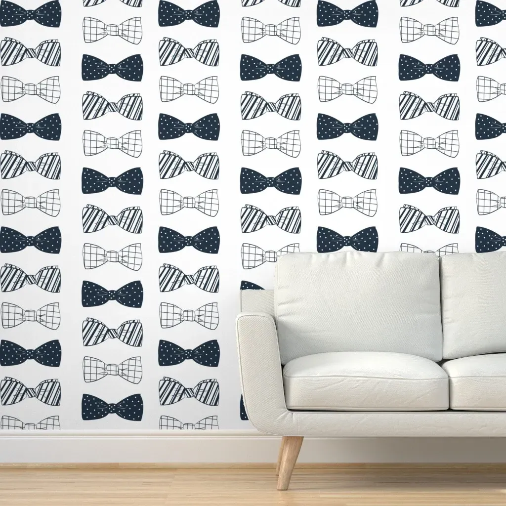 Peel and Stick Bow Ties Wallpaper - Navy Blue product