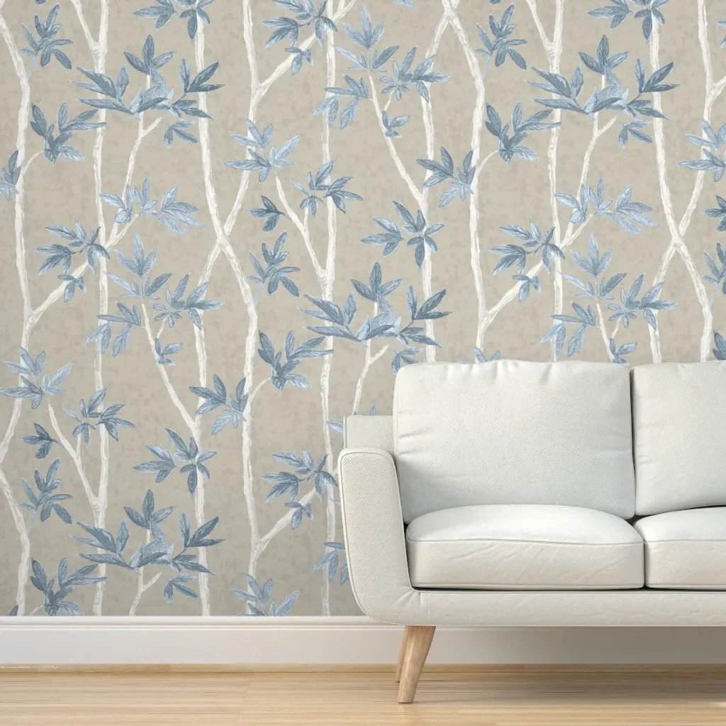 Peel and Stick Branches Wallpaper Removable - Dusty Blue product