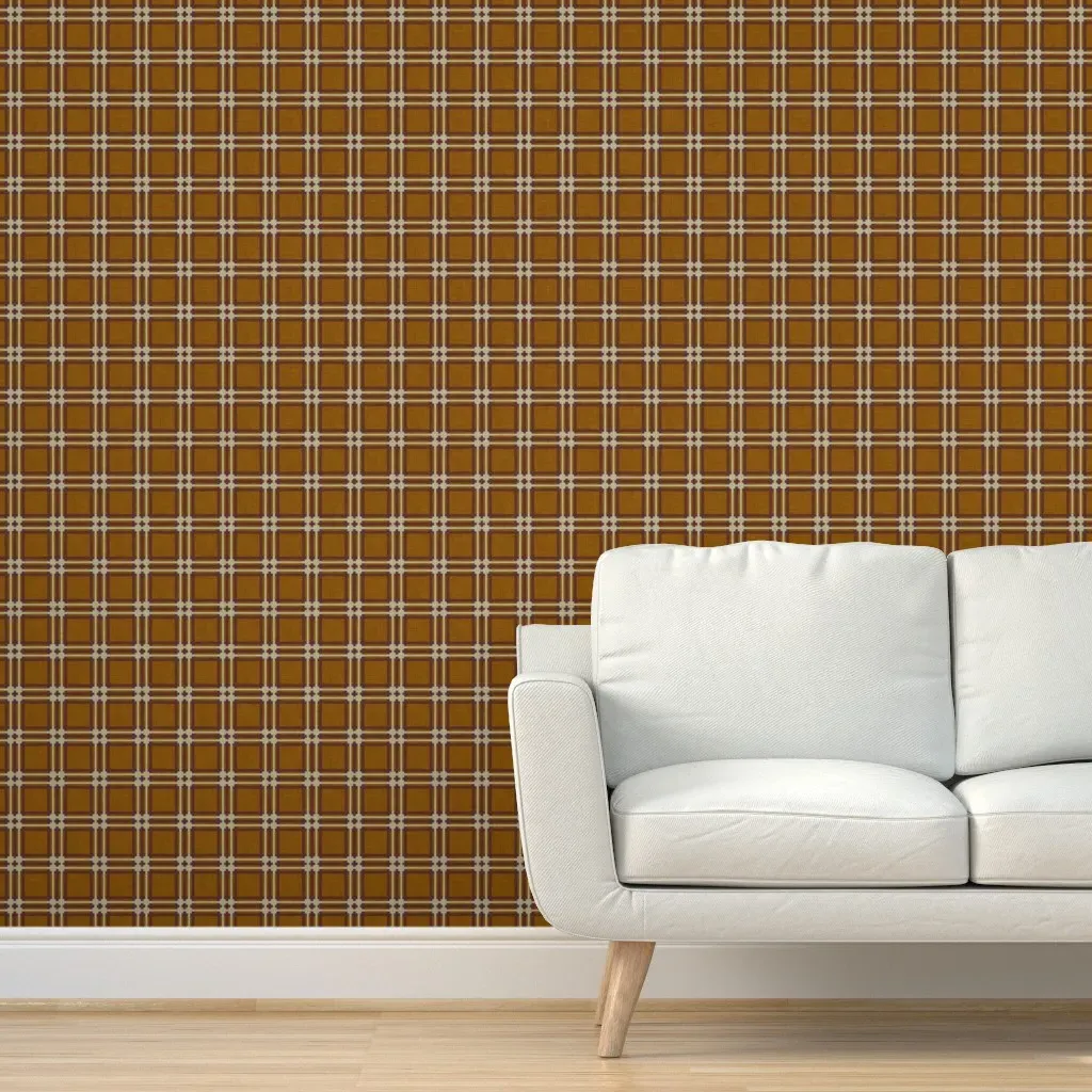 Peel and Stick Burlap Tartan Wallpaper - Mustard Yellow product