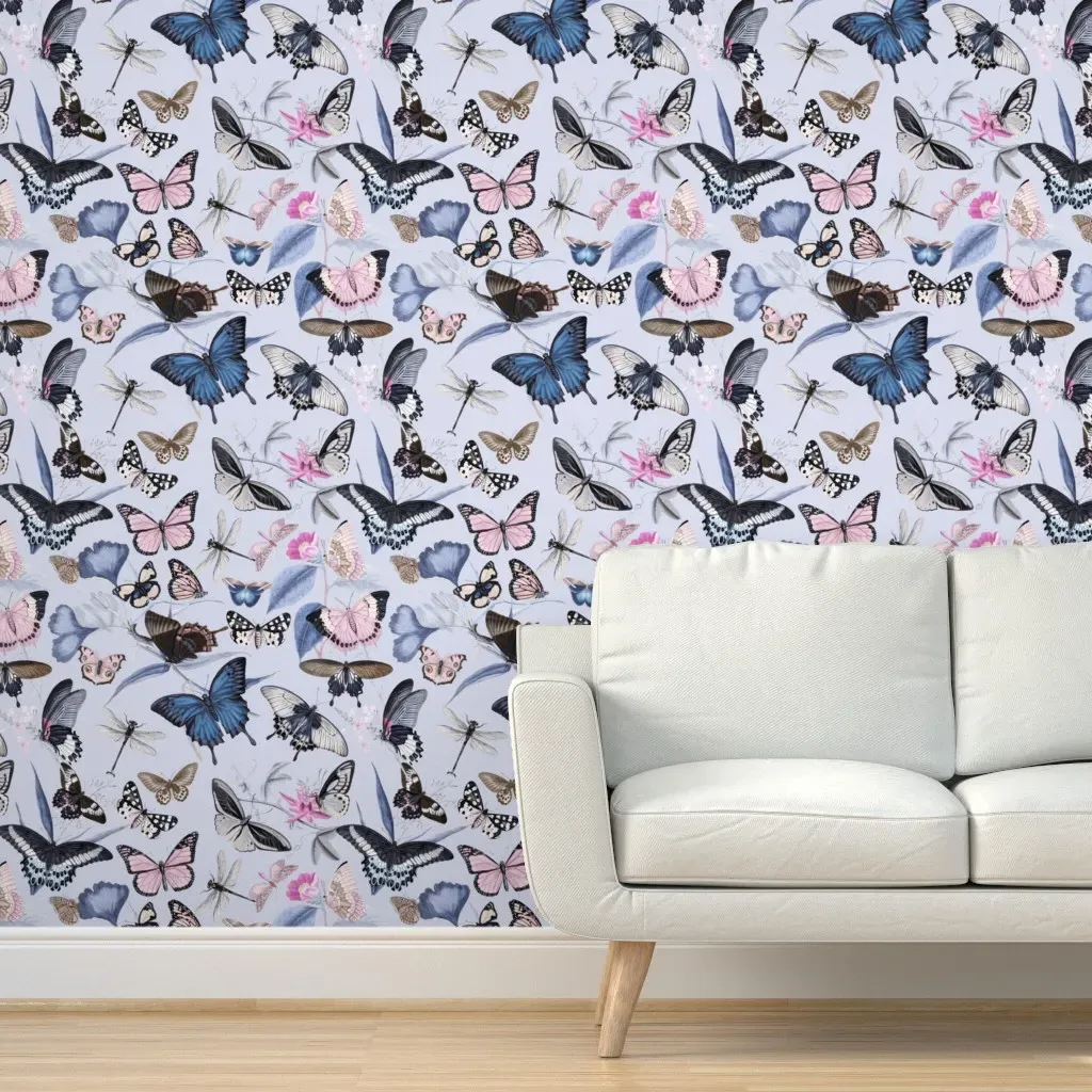 Peel and Stick Butterfly Pattern Removable Wallpaper - Purple product