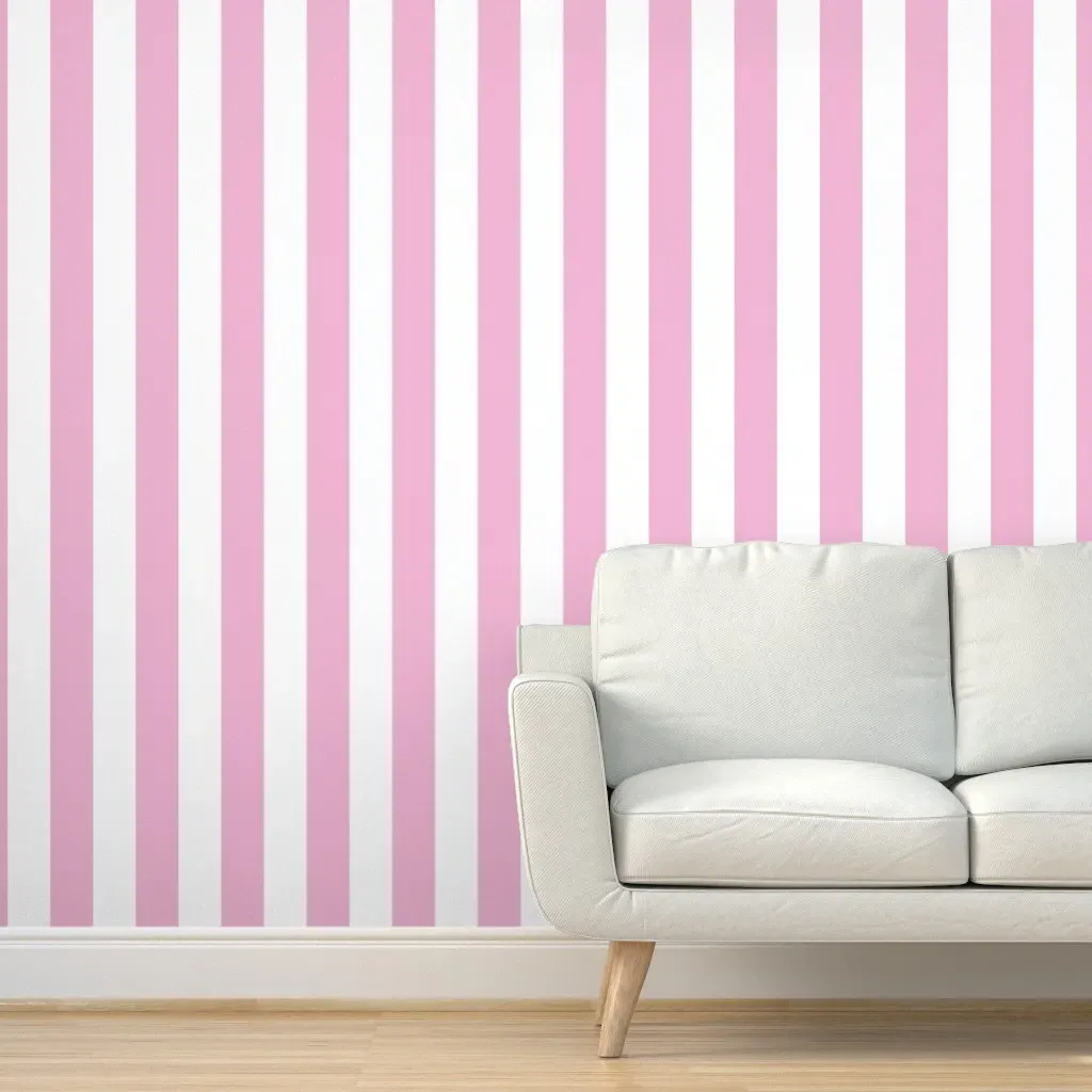 Peel and Stick Cabana Stripe Wallpaper - Pink, White product