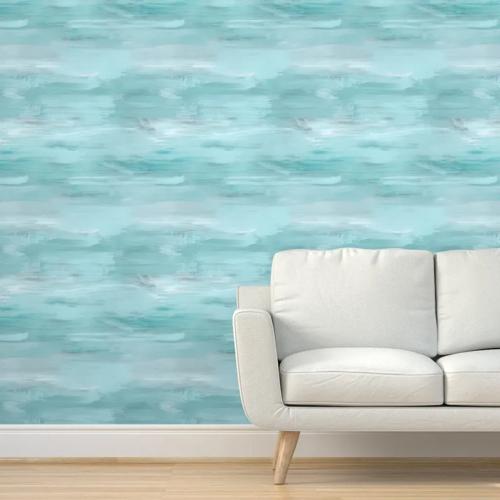 Peel and Stick Calm Sea Sky Clouds Wallpaper - Aqua product