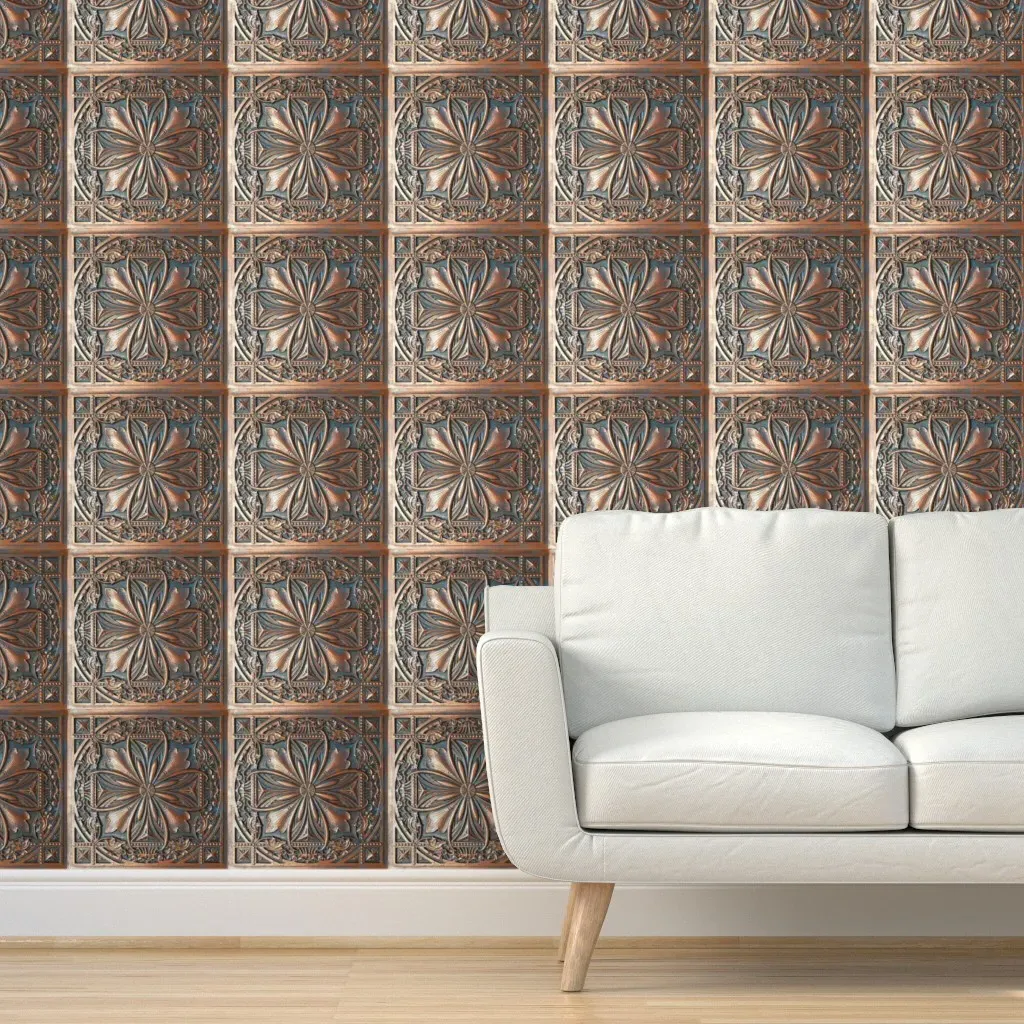 Peel and Stick Ceiling Tile Wallpaper - Copper product