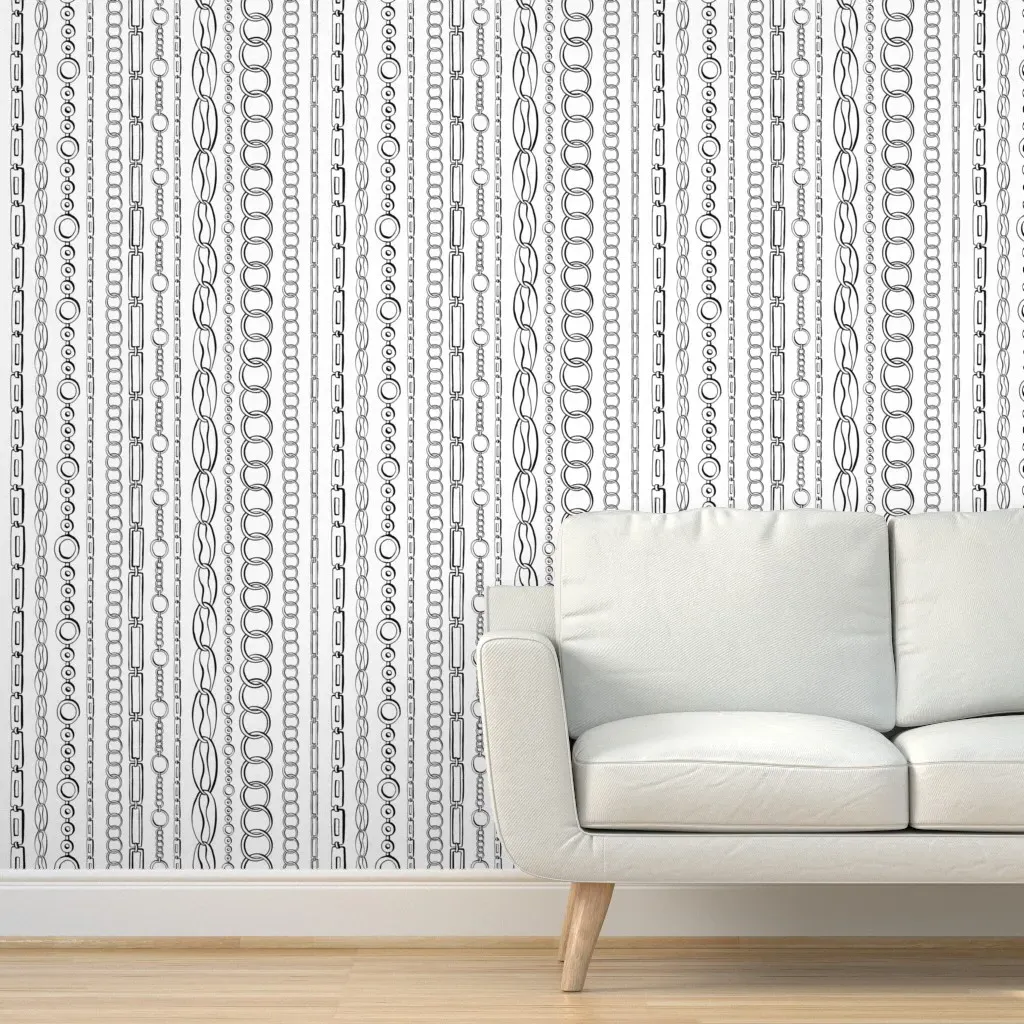 Peel and Stick Chain Pattern Wallpaper - Black and White product