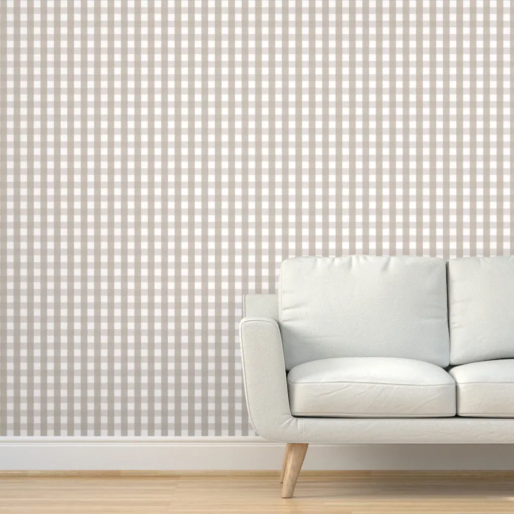 Peel and Stick Check Wallpaper - Taupe, White product