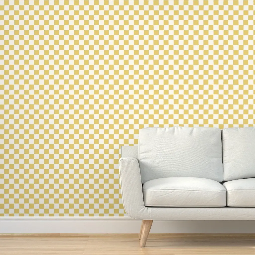 Peel and Stick Checker Print Wallpaper - Gold, Cream product