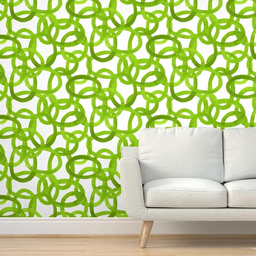 Peel and Stick Circle Pattern Wallpaper - Lime Green, White product