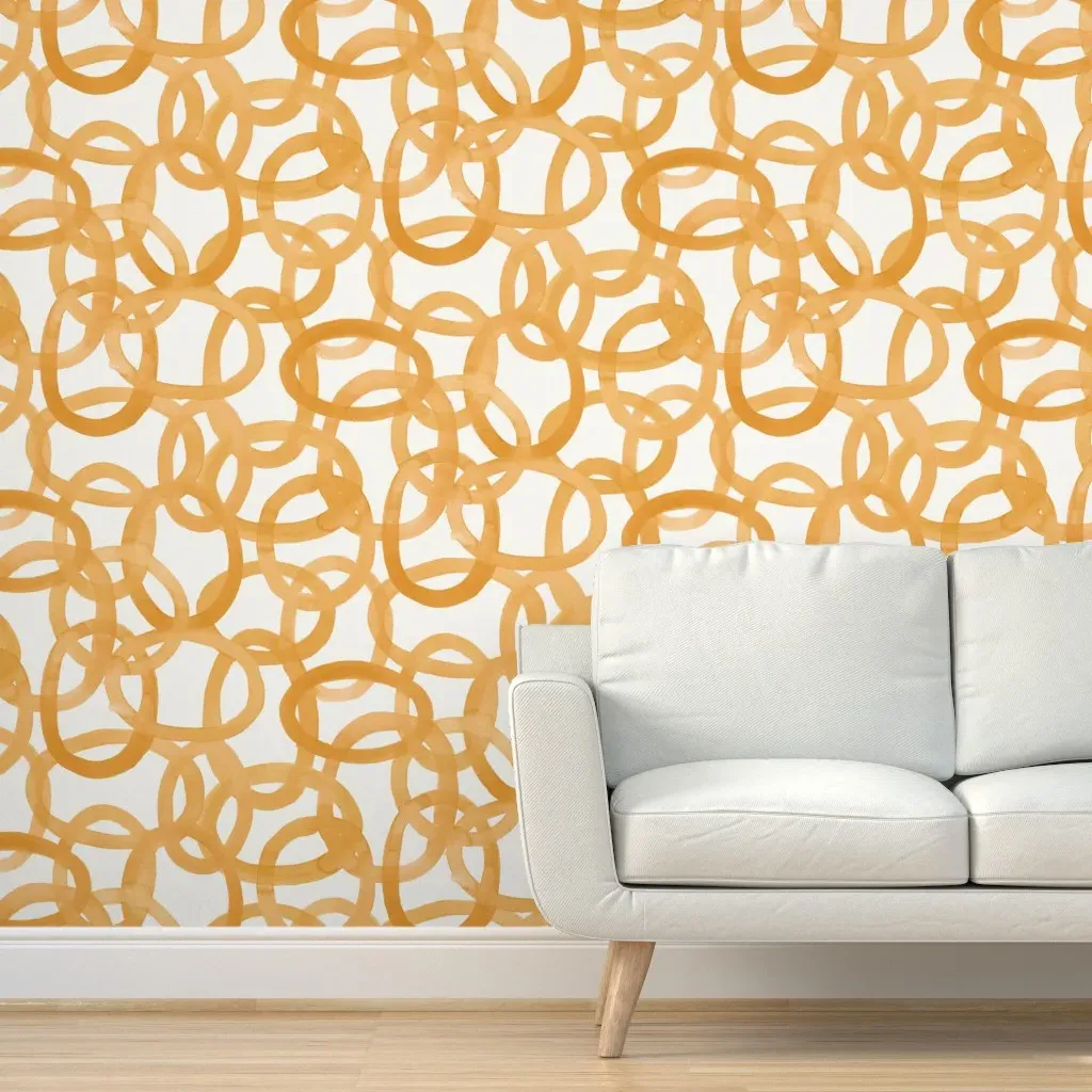 Peel and Stick Circle Print Wallpaper - Mustard Yellow product