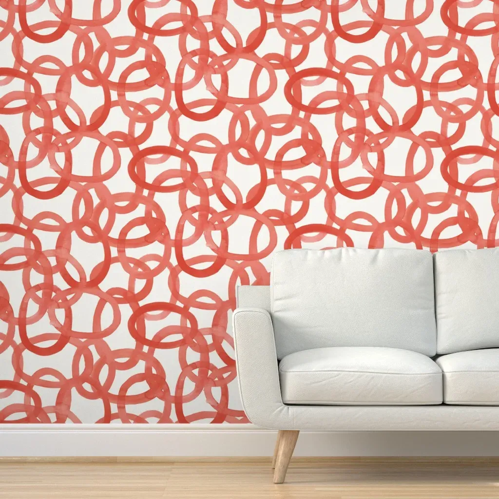 Peel and Stick Circles Wallpaper Removable - Coral product