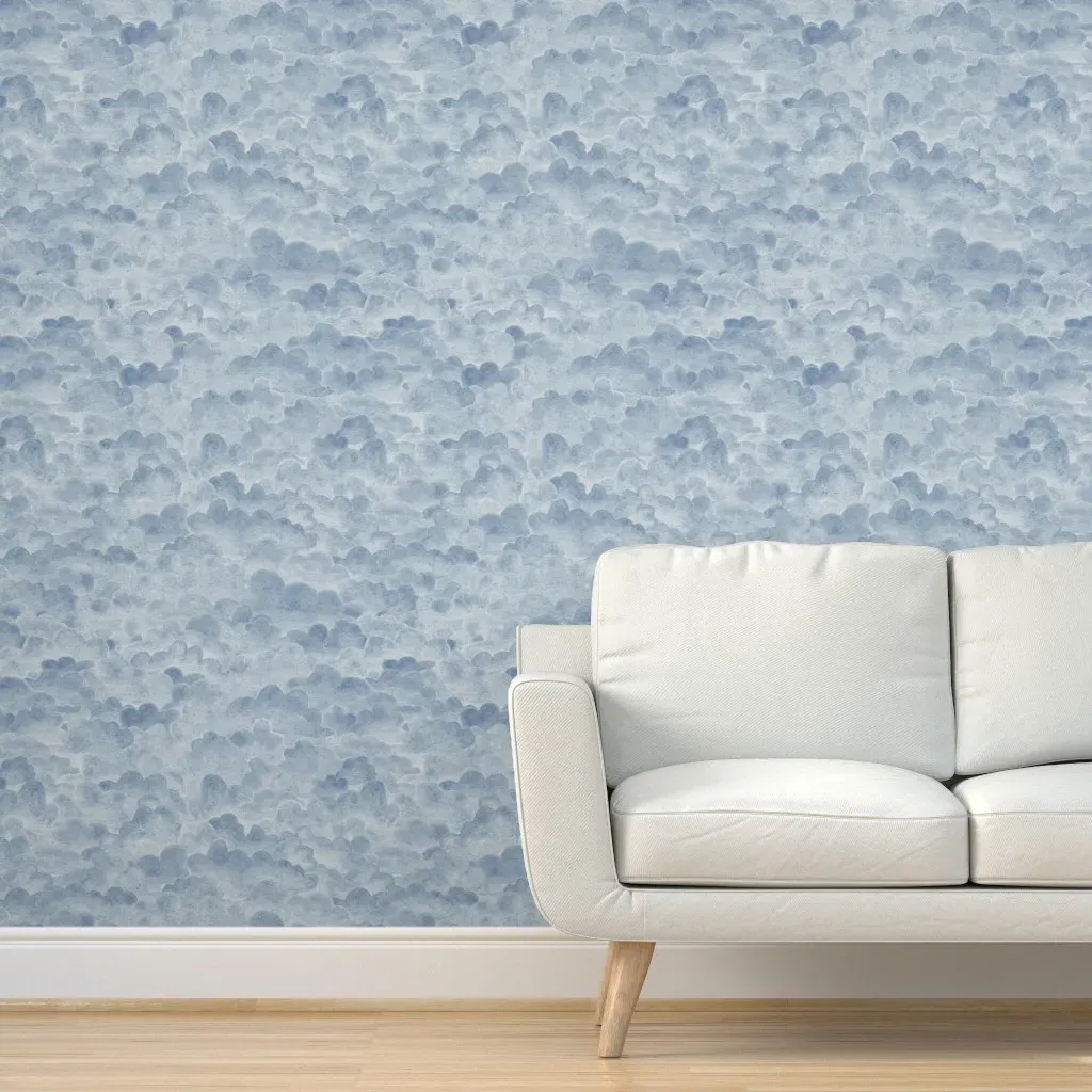 Peel and Stick Cloud Print Wallpaper - Dusty Blue product