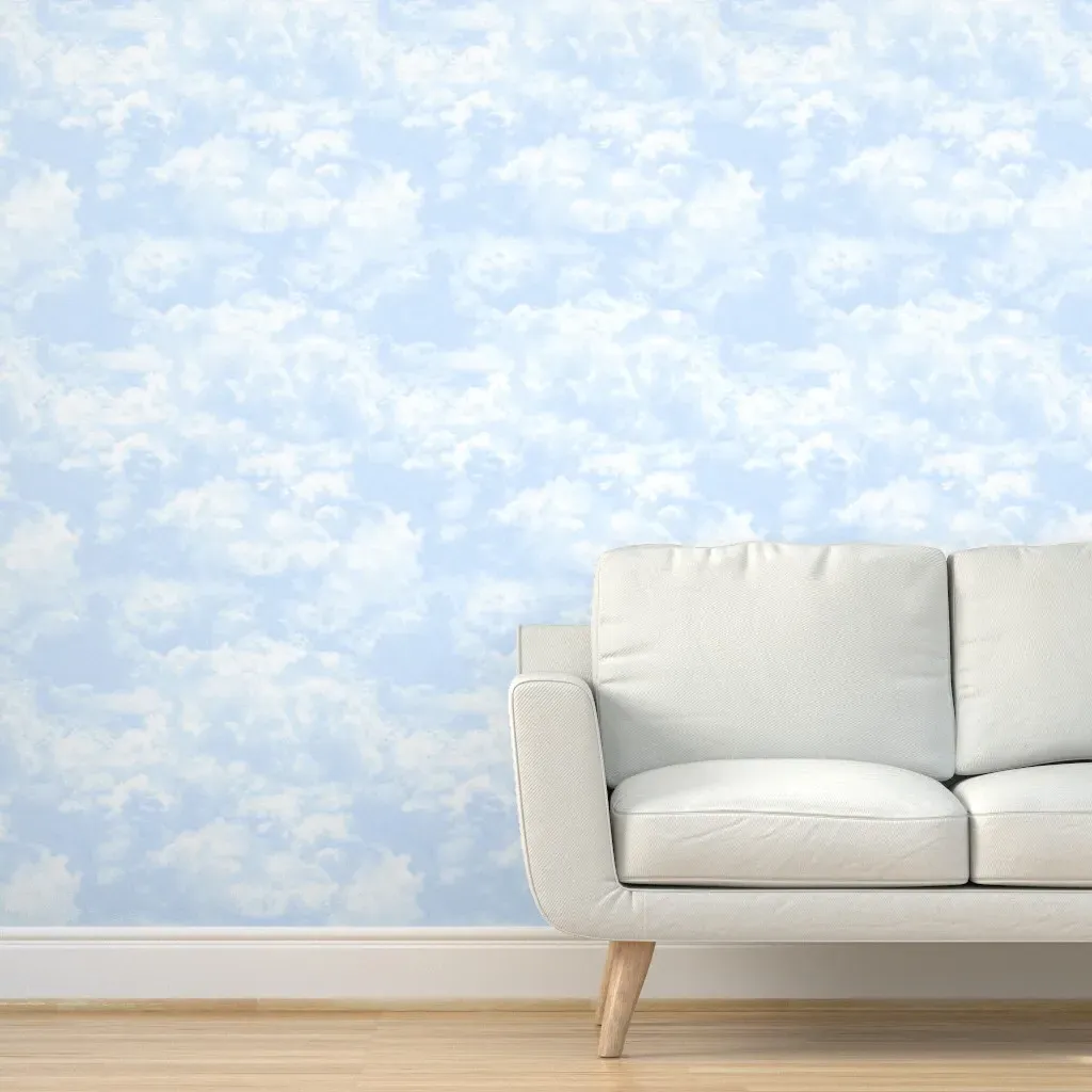 Peel and Stick Cloudy Sky Wallpaper - Palest Blue product