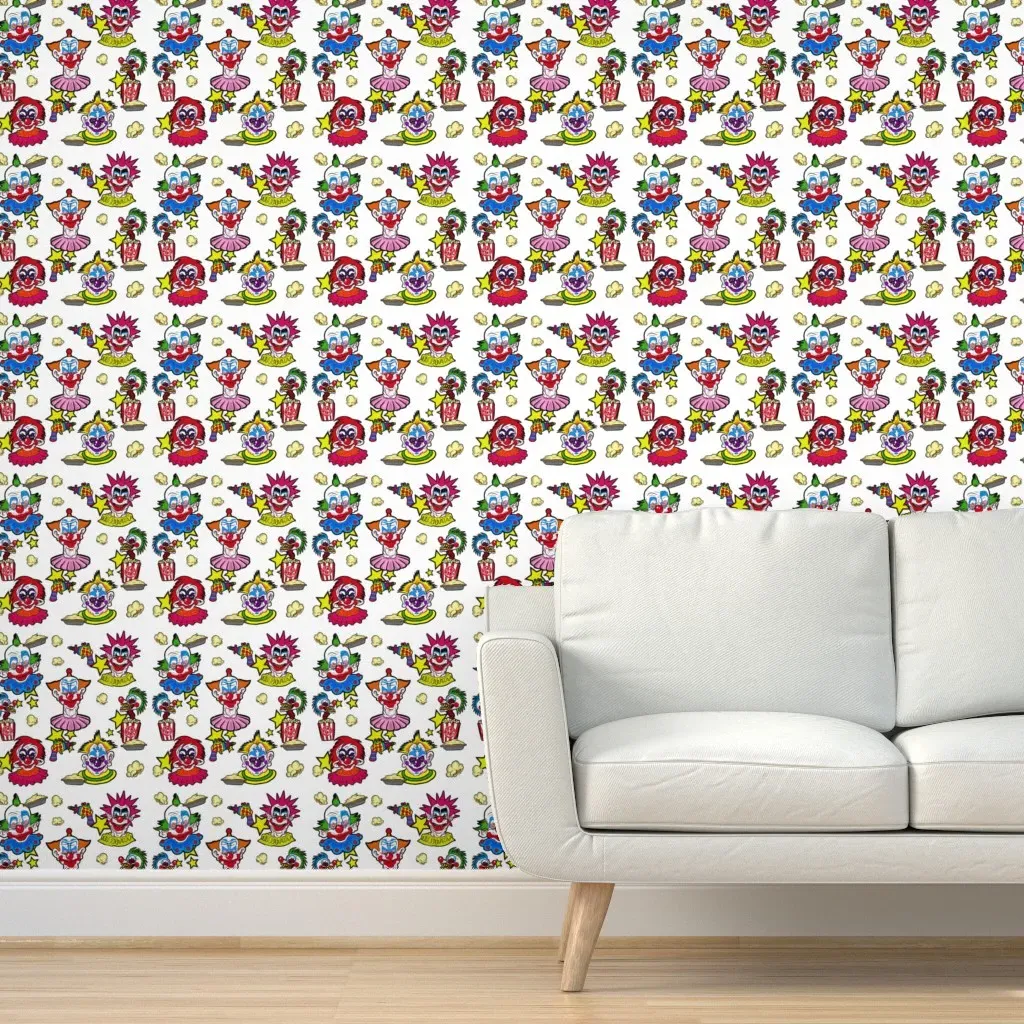 Peel and Stick Clowns Removable Wallpaper - Red product