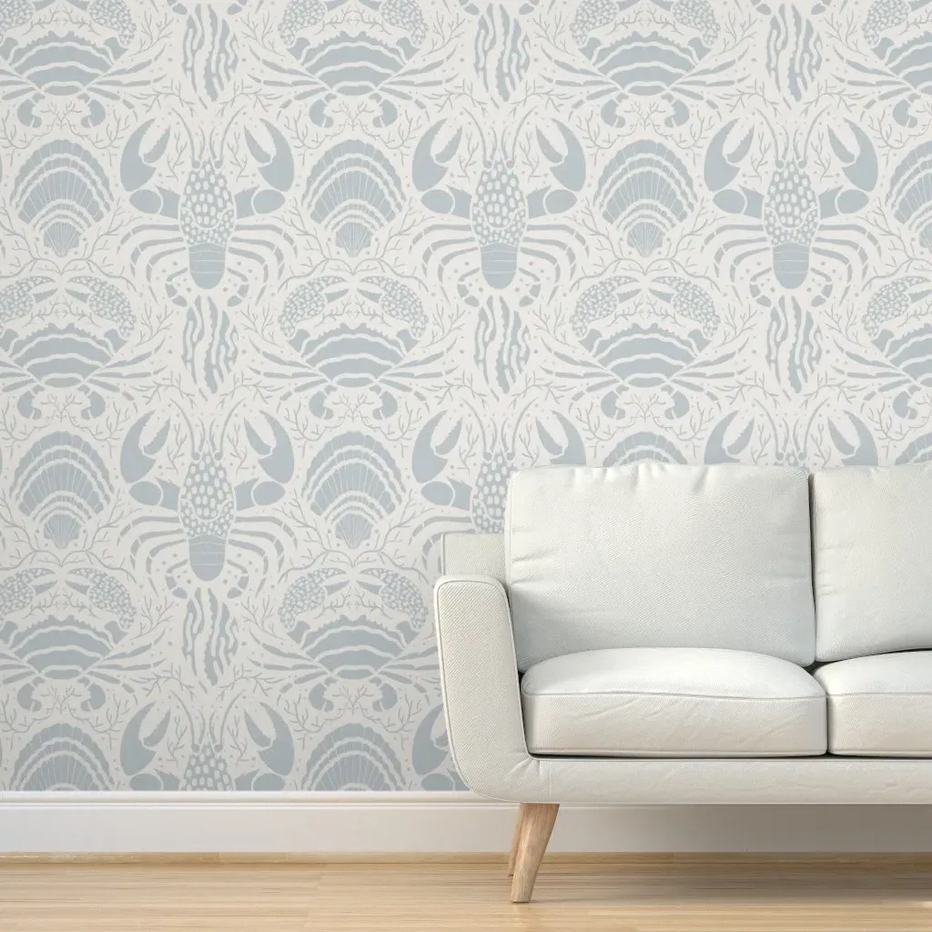Peel and Stick Coastal Crustacean & Seashell Wallpaper - Light Blue product