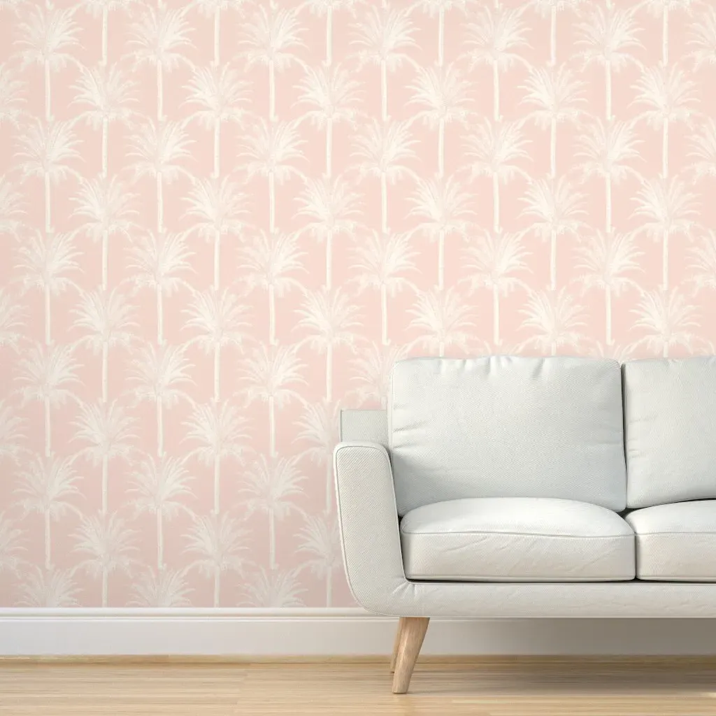 Peel and Stick Coastal Sketched Palms Wallpaper - White product