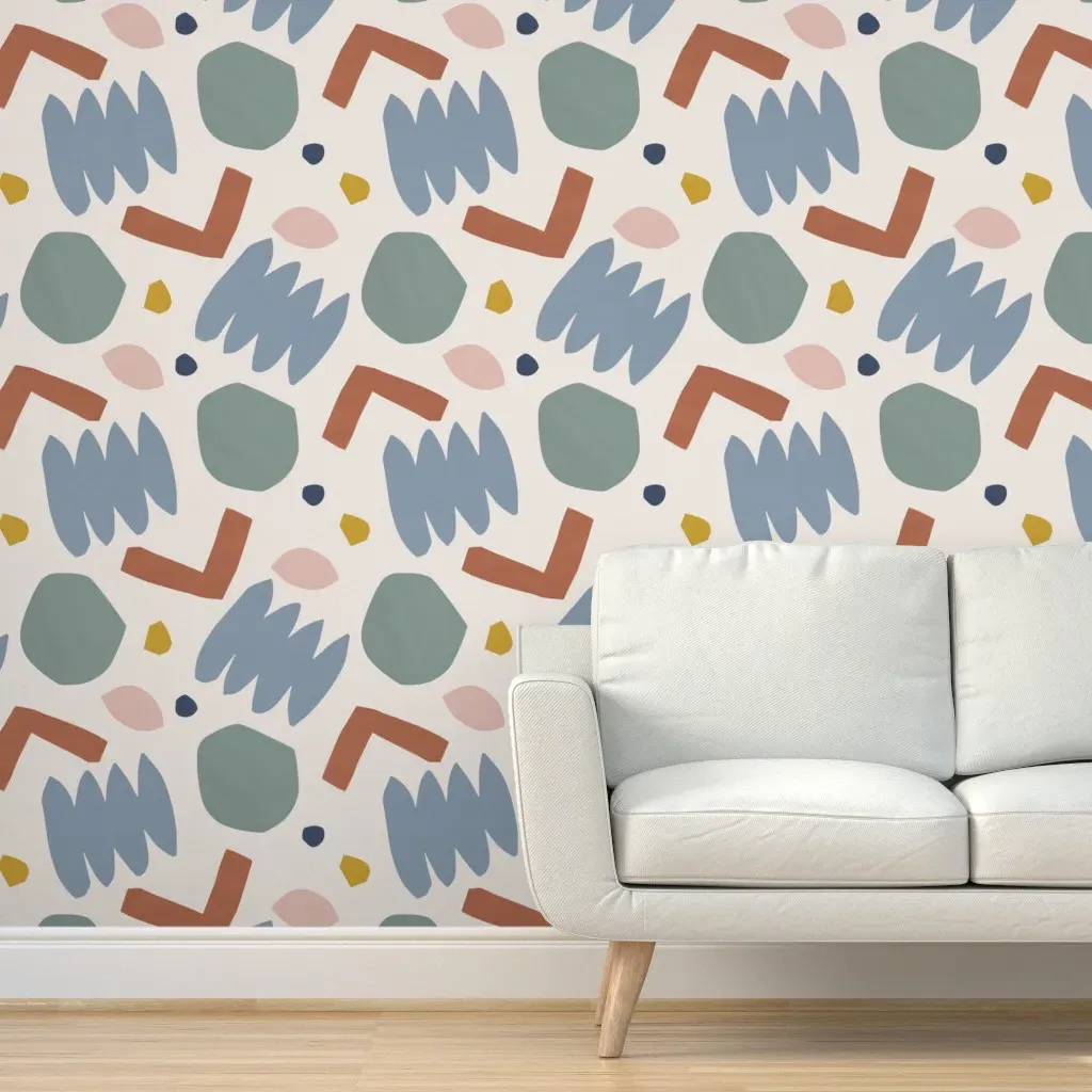 Peel and Stick Collage Pastel II Wallpaper - Dusty Blue product