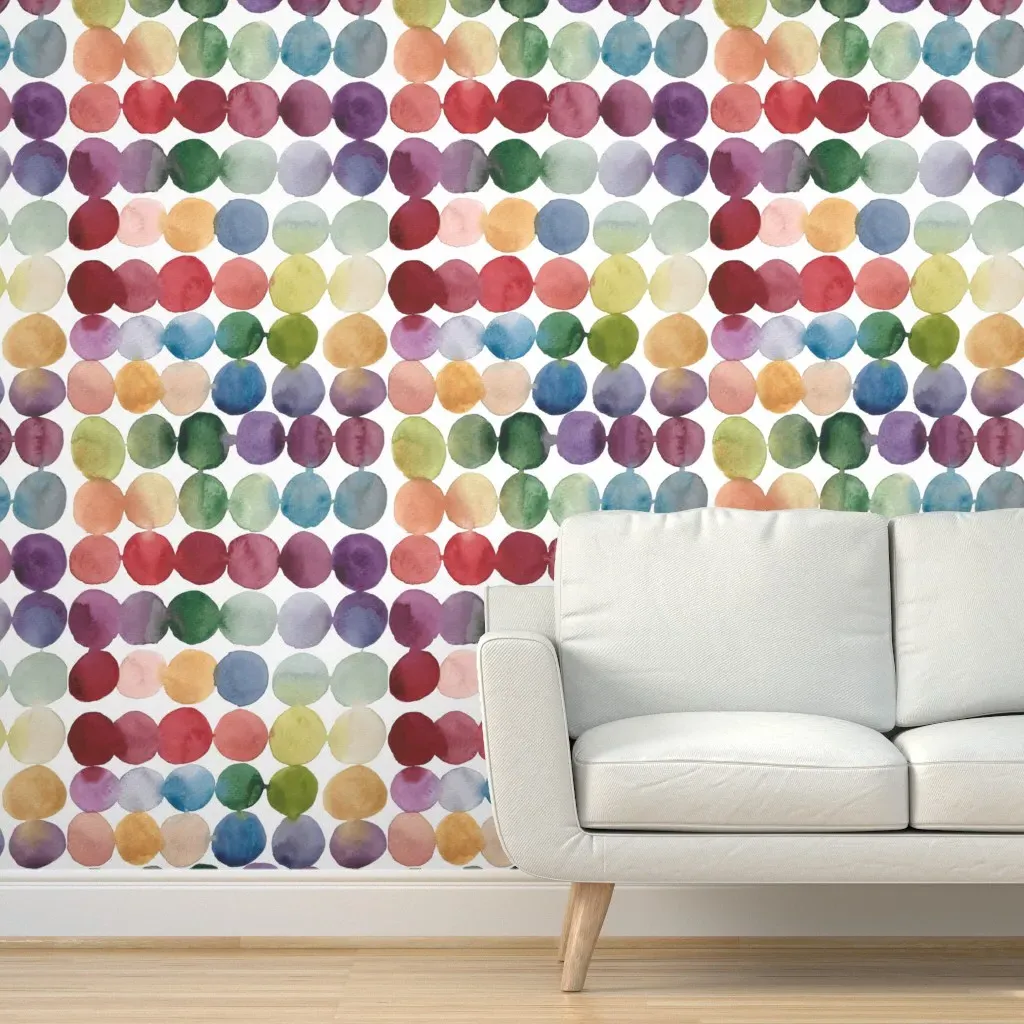 Peel and Stick Colorful Spots Wallpaper - White, Gray, Green product