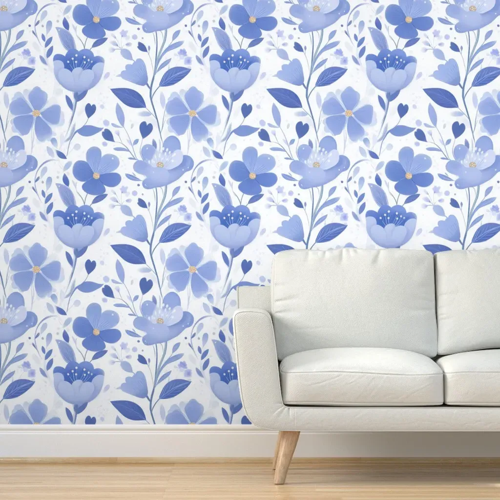 Peel and Stick Cornflower Floral Wallpaper - Light Blue, White product