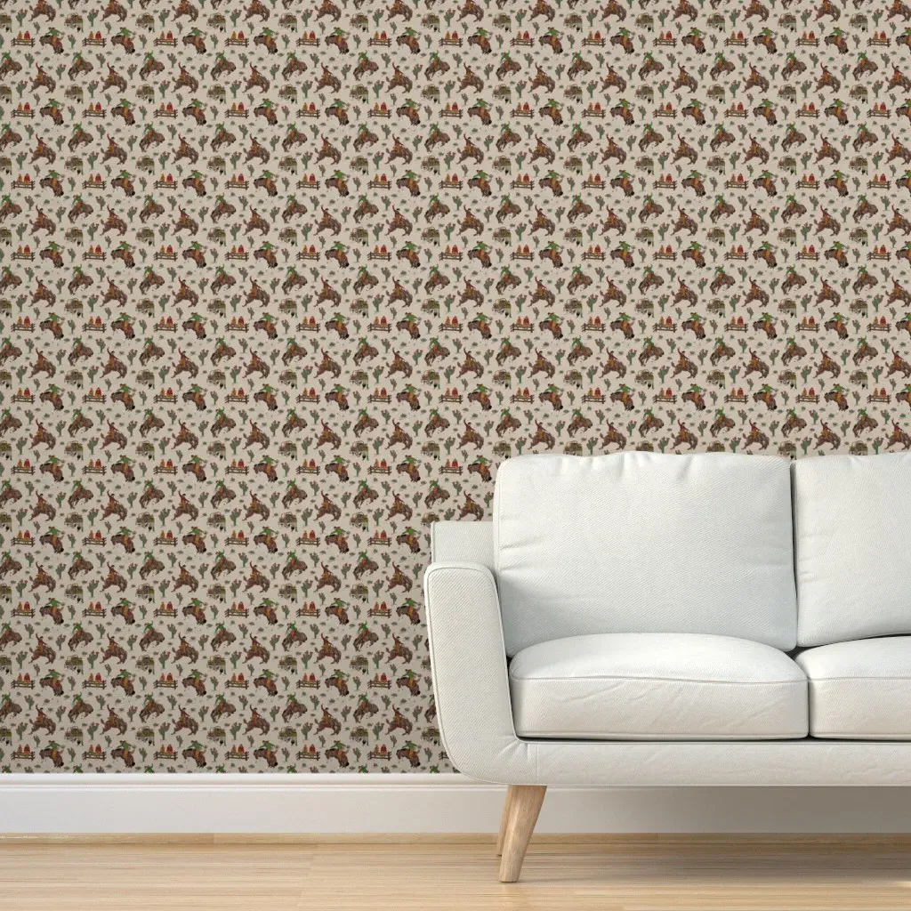 Peel and Stick Cowboys Wallpaper - Beige product