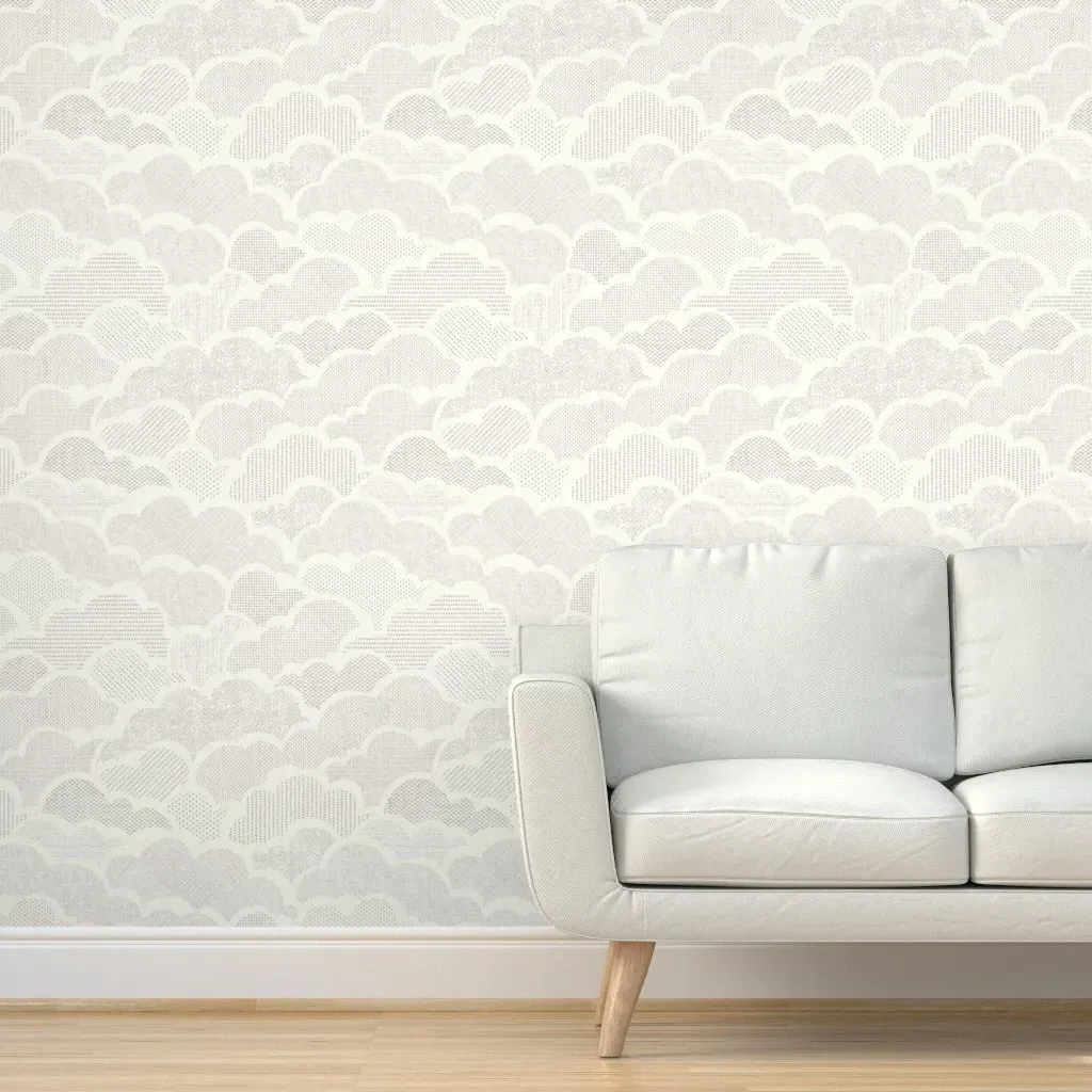 Peel and Stick Cozy Clouds Wallpaper - Off-White product