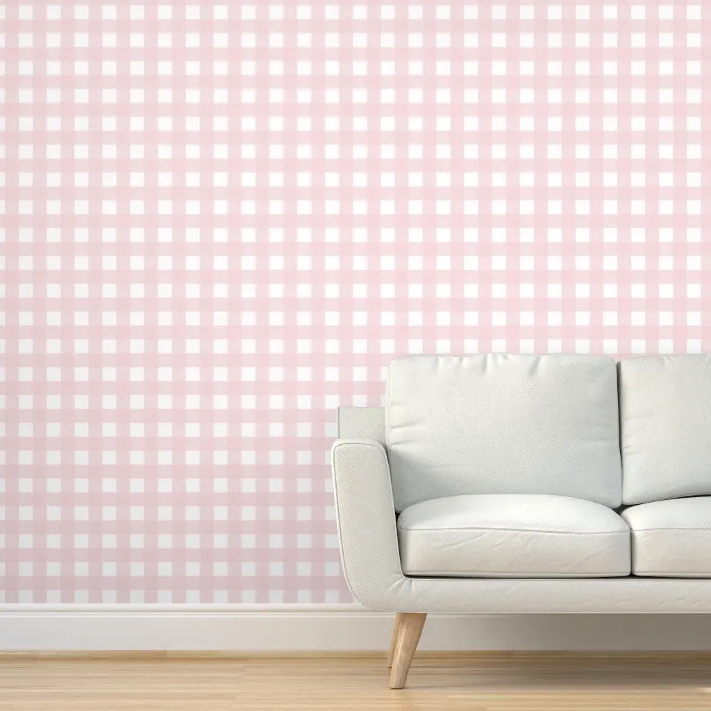 Peel and Stick Cross Hatch Plaid Wallpaper - Pink, White product