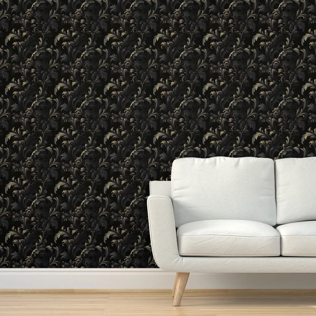 Peel and Stick Damask Wallpaper - Black & Dark Gray product