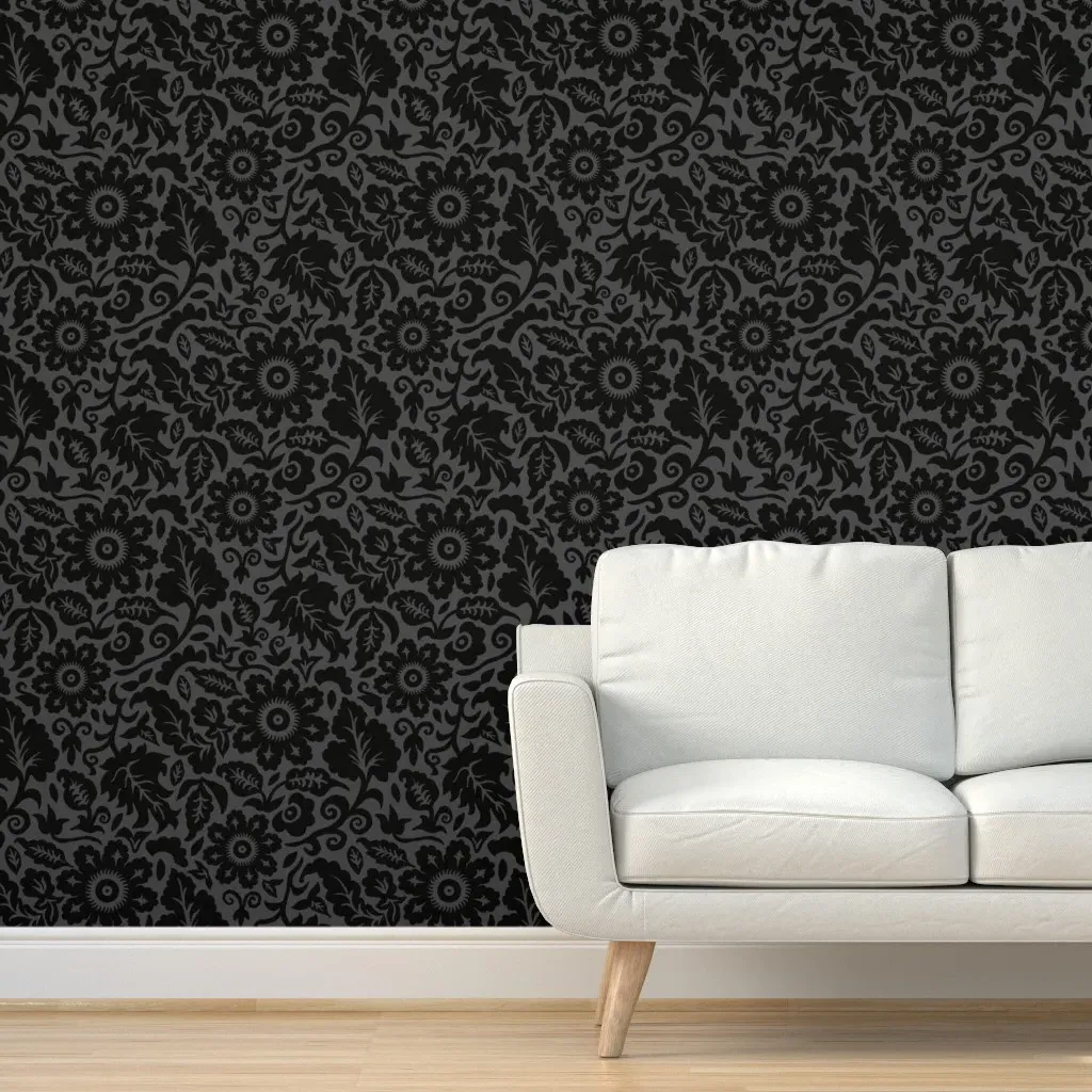 Peel and Stick Damask Wallpaper Removable - Black product