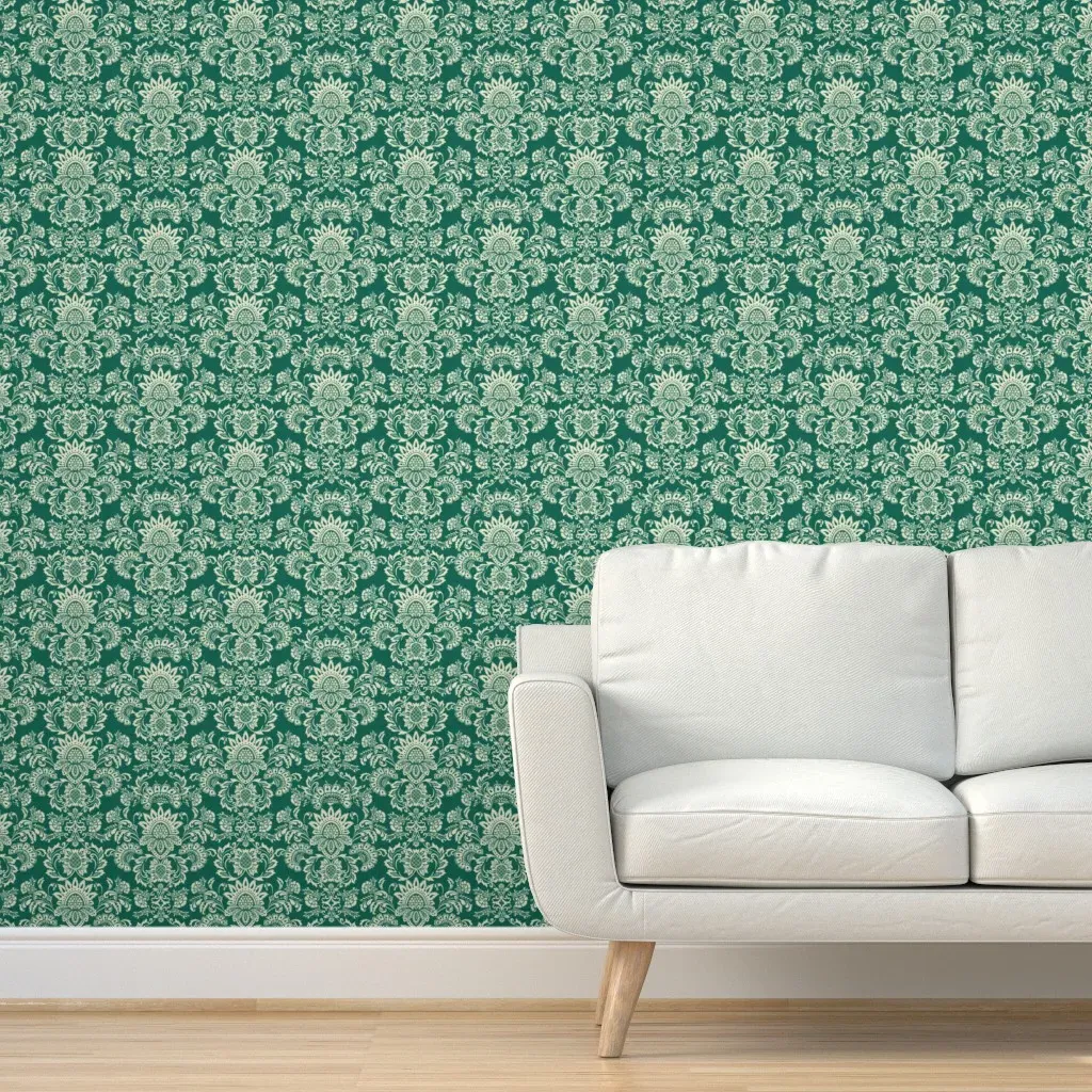 Peel and Stick Damask Wallpaper Removable - Teal product