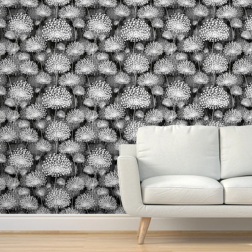 Peel and Stick Dandelion Wallpaper - Black, White product