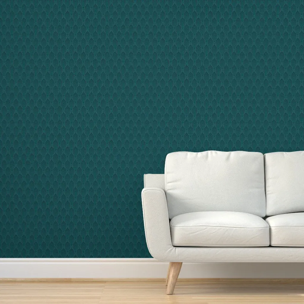 Peel and Stick Deco Pattern Removable Wallpaper - Teal product