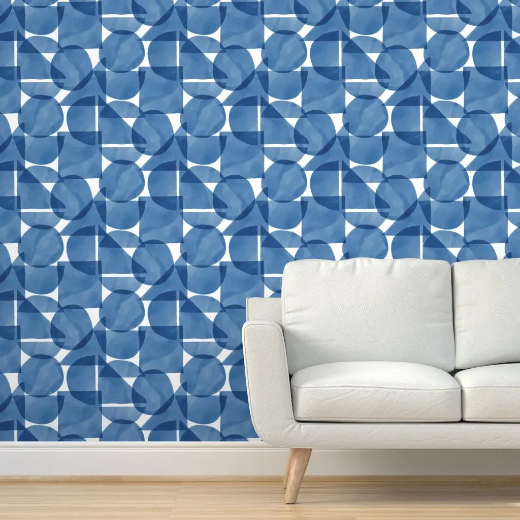 Peel and Stick Denim Shapes Removable Wallpaper - Blue product