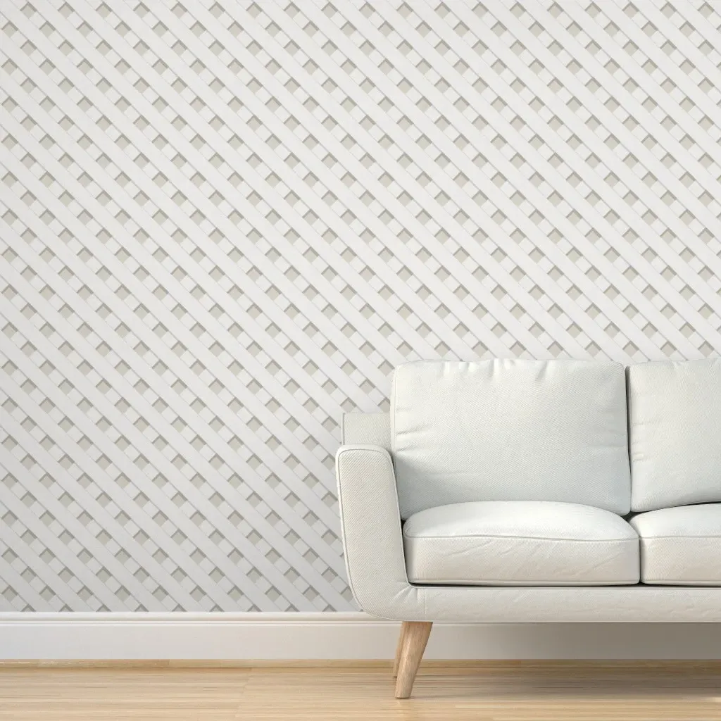 Peel and Stick Diagonal Trellis Wallpaper - White product