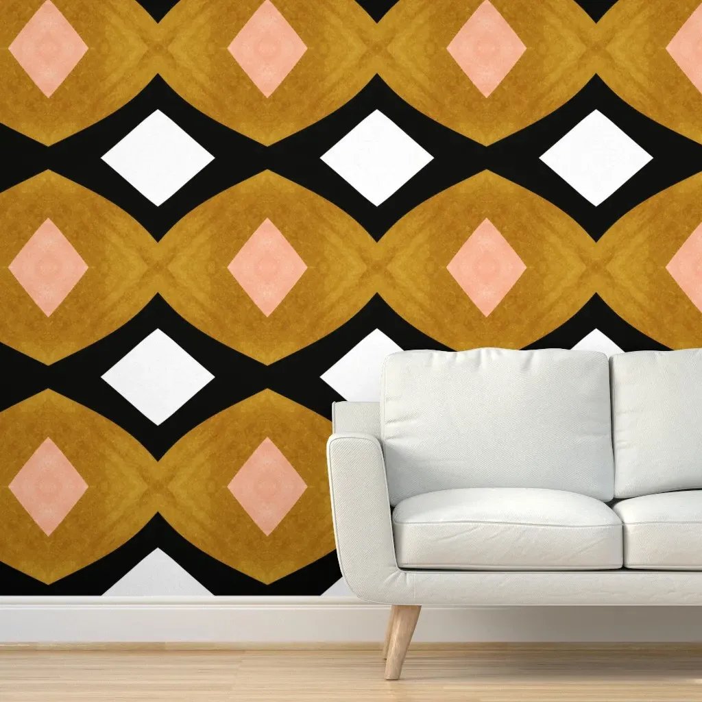 Peel and Stick Diamond Pattern Wallpaper - Peachy Gold product