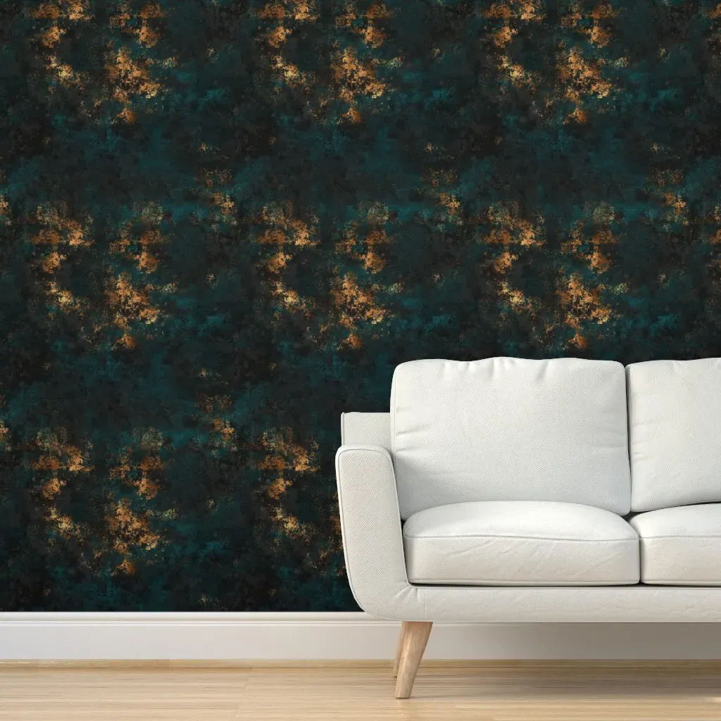 Peel and Stick Distressed Wallpaper - Dark Teal product