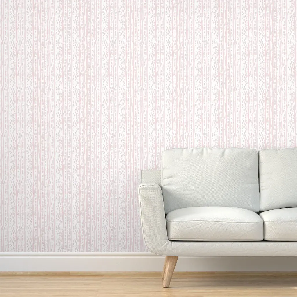 Peel and Stick Dot Dash Stripe Wallpaper - Blush Pink product