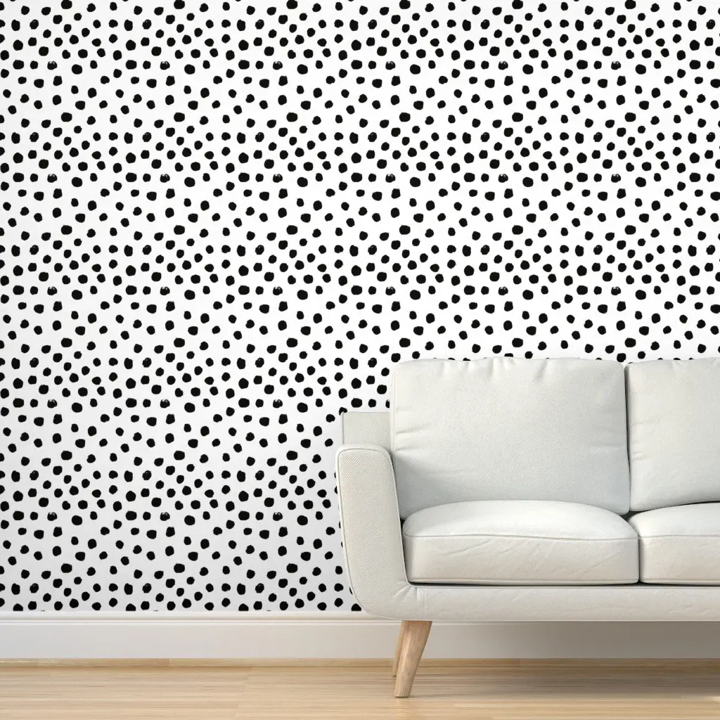 Peel and Stick Dots Removable Wallpaper - Black, White product