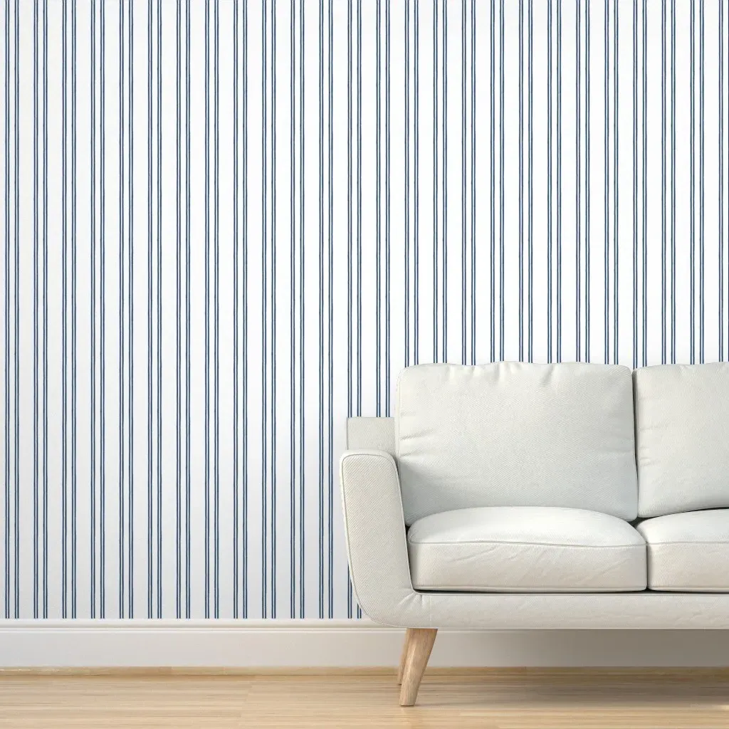 Peel and Stick Double Stripe Wallpaper - Navy, White product