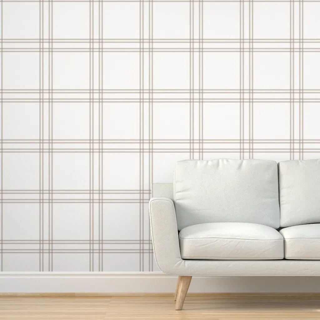 Peel and Stick Double Windowpane Checker Wallpaper - Taupe product