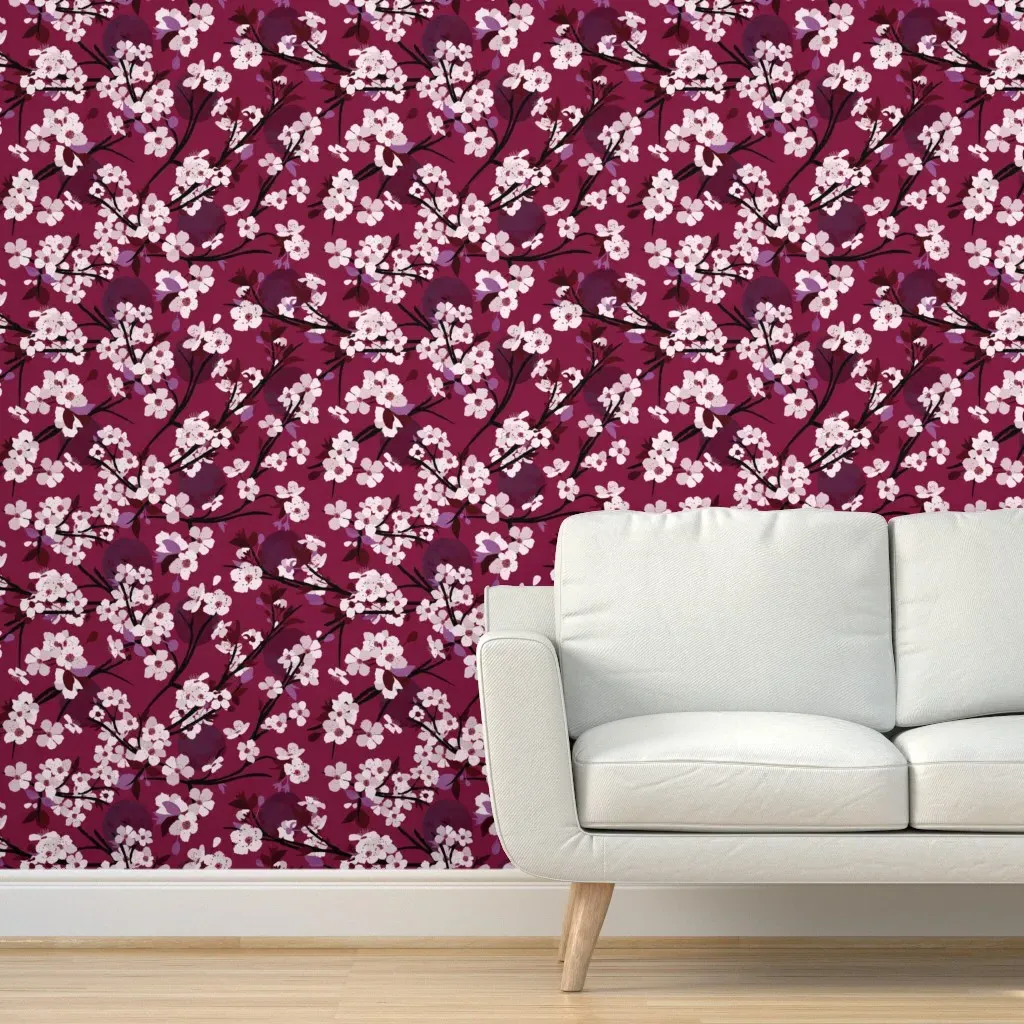 Peel and Stick Dramatic Plum Blossoms Wallpaper - White product