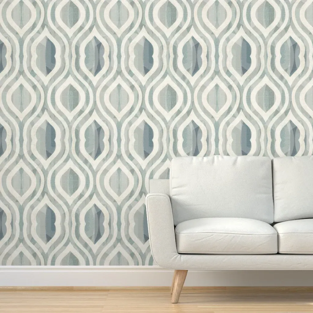 Peel and Stick Farm Removable Wallpaper - Blue, White, Sage product