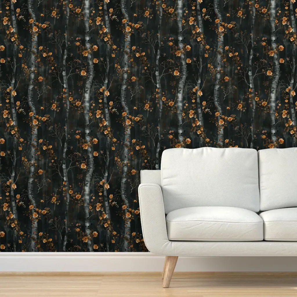Peel and Stick Floral Birch Wallpaper - Dark Gray product
