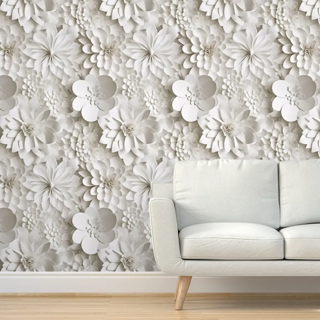 Peel and Stick Floral Cutout Wallpaper - White product