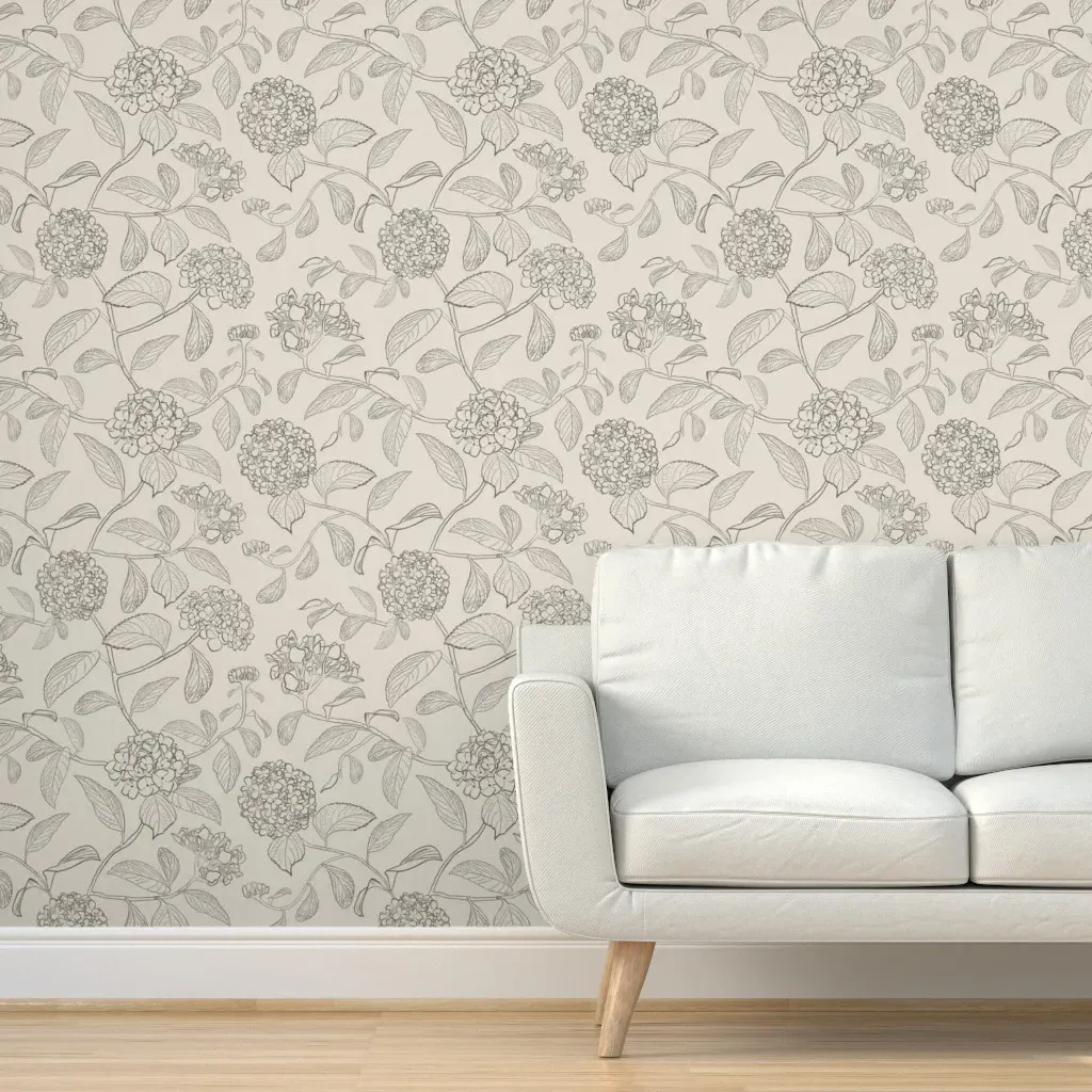 Peel and Stick Floral Hydrangea Wallpaper - Charcoal product
